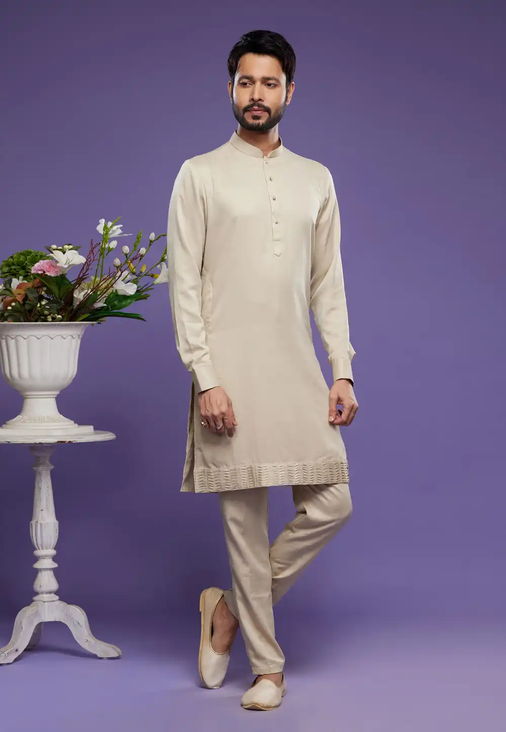 Beige Art Silk Kurta Pajama 275019
