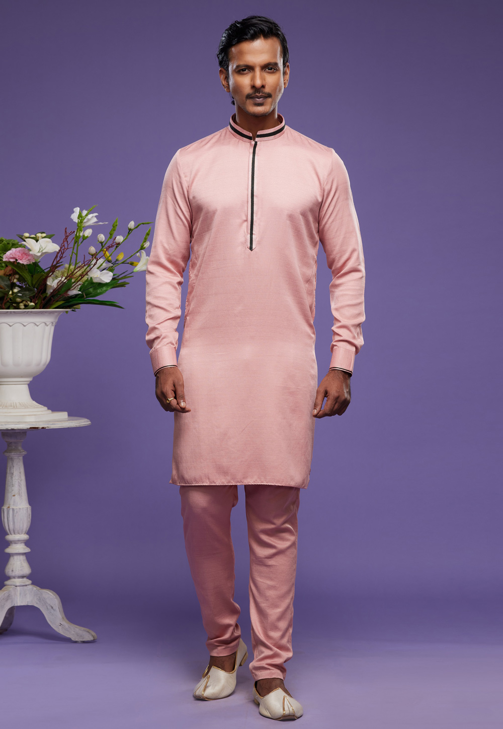 Peach Art Silk Kurta Pajama 275023