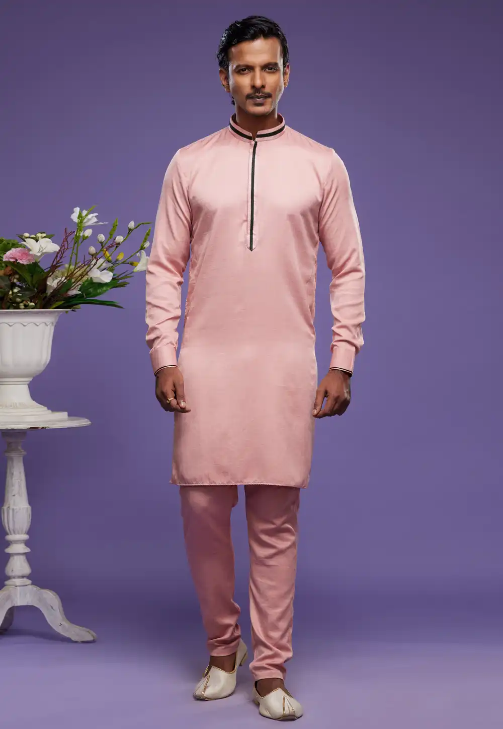 Peach Art Silk Kurta Pajama 275023