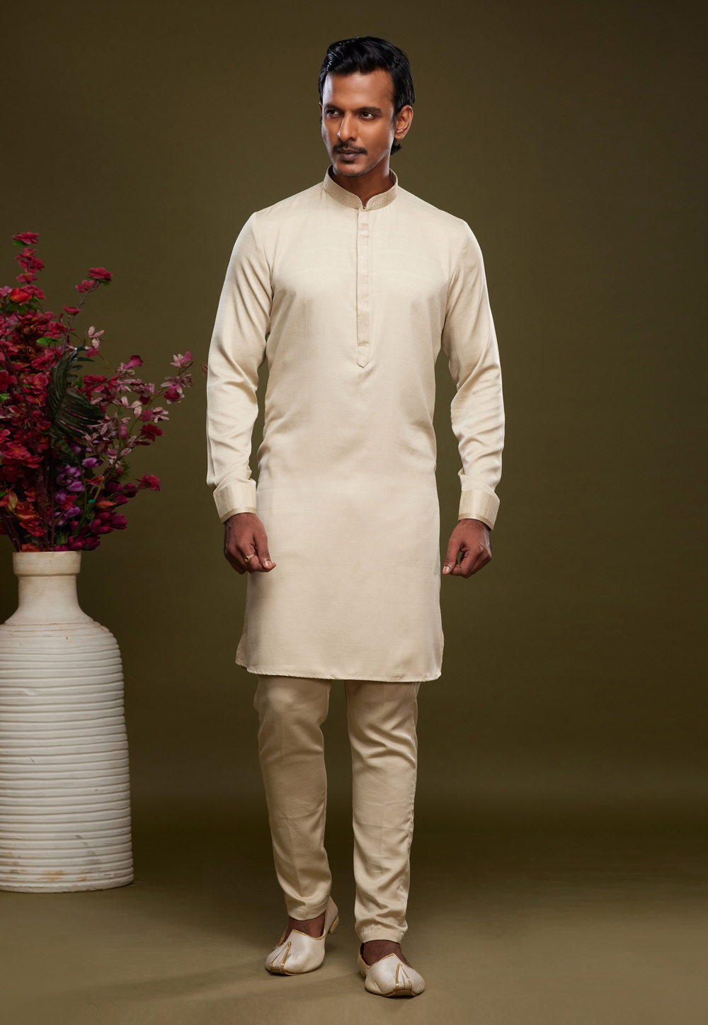 Beige Art Silk Kurta Pajama 275028