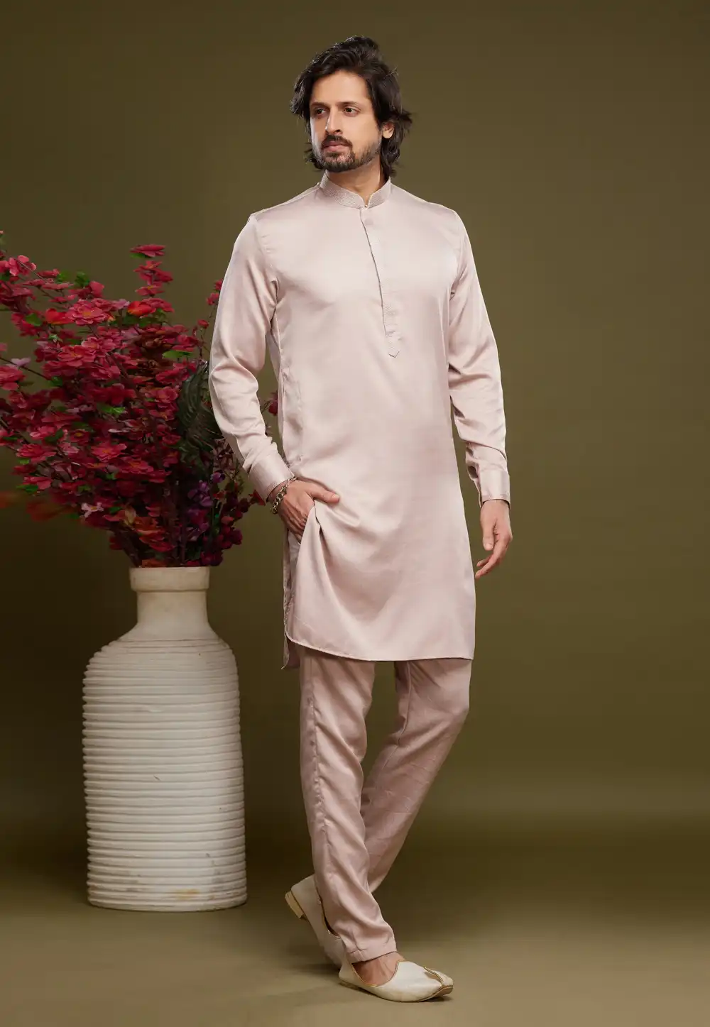 Cream Art Silk Kurta Pajama 275029