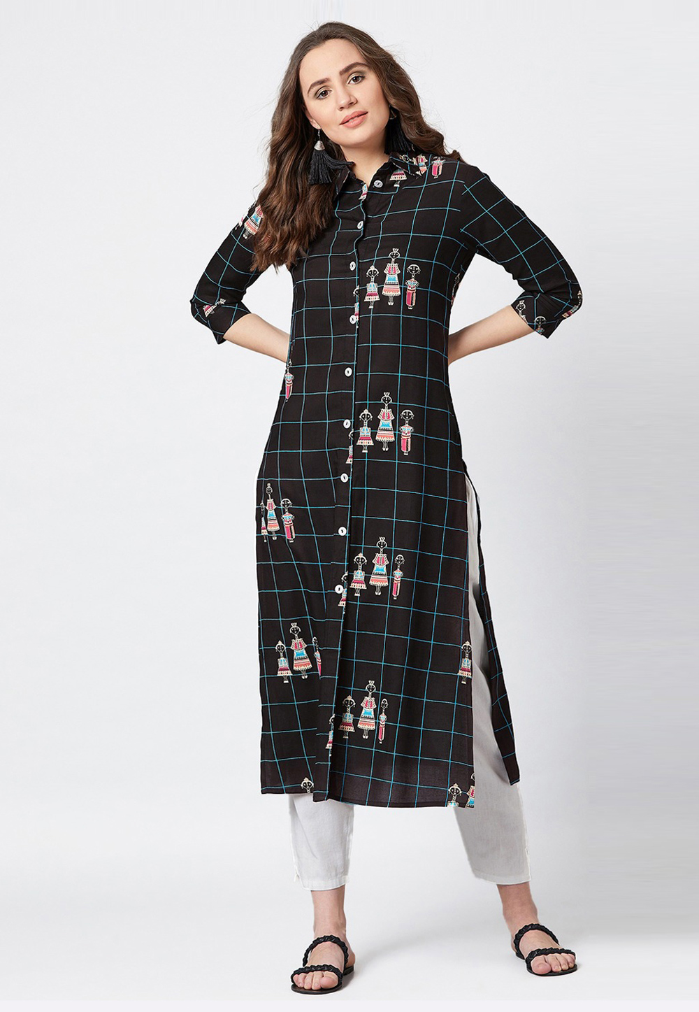Black Viscose Rayon Kurti 217244