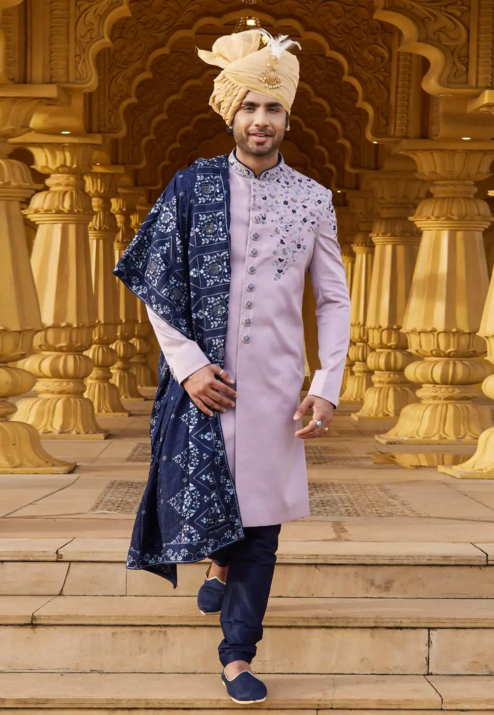 Lavender Art Silk Sherwani 275171