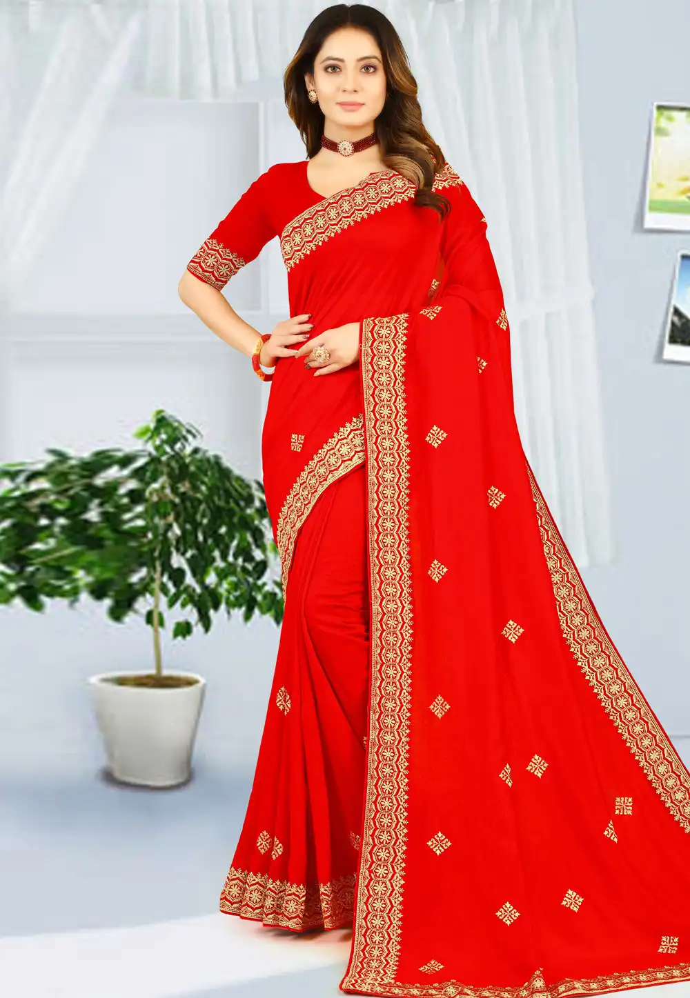 Red Georgette Saree With Blouse 261722