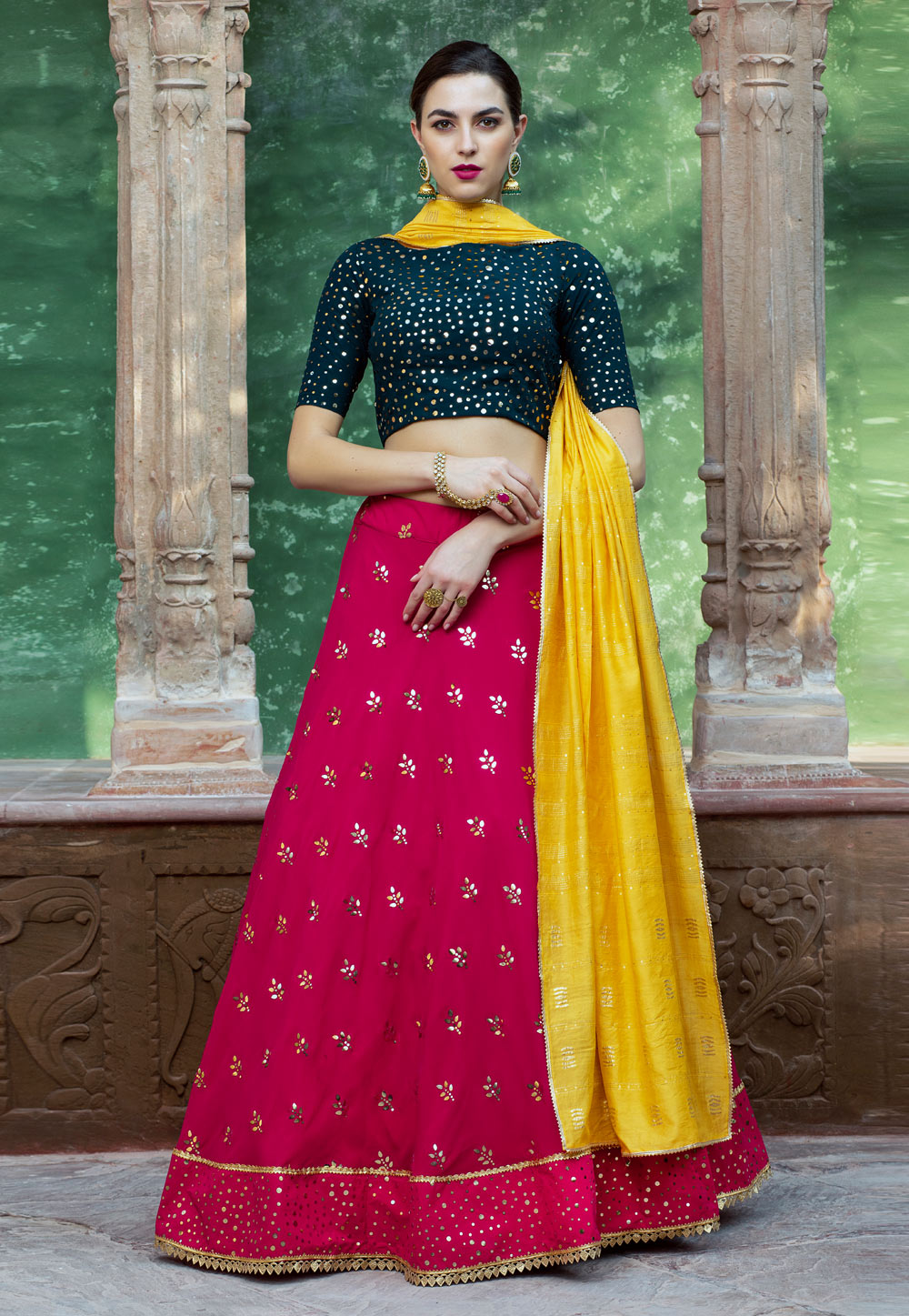 Magenta Georgette A Line Lehenga Choli 219959