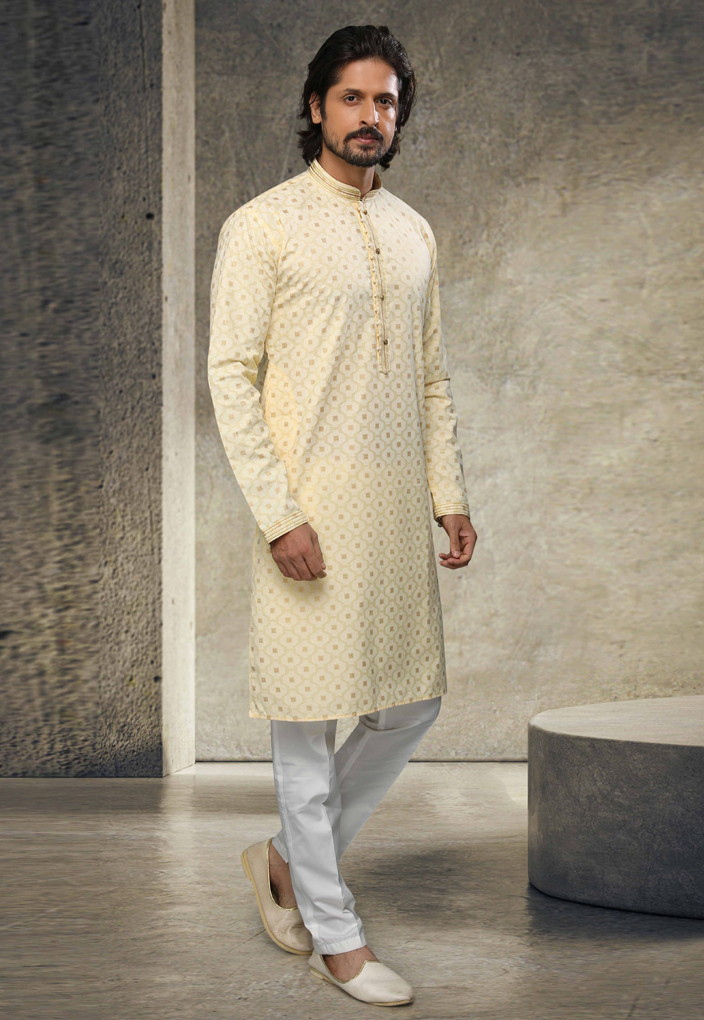 Yellow Cotton Kurta Pajama 255855