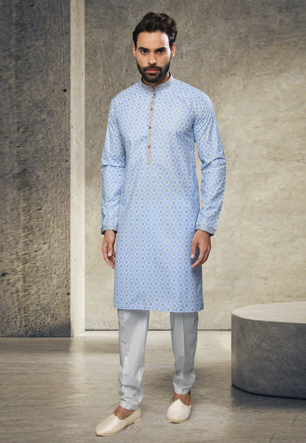 Sky Blue Cotton Kurta Pajama 255857