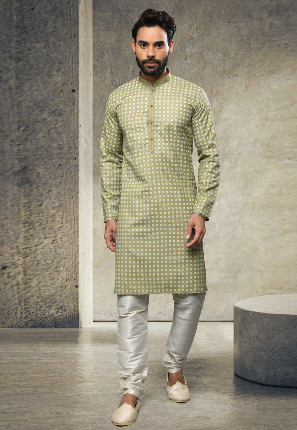 Mehndi Cotton Kurta Pajama 255867