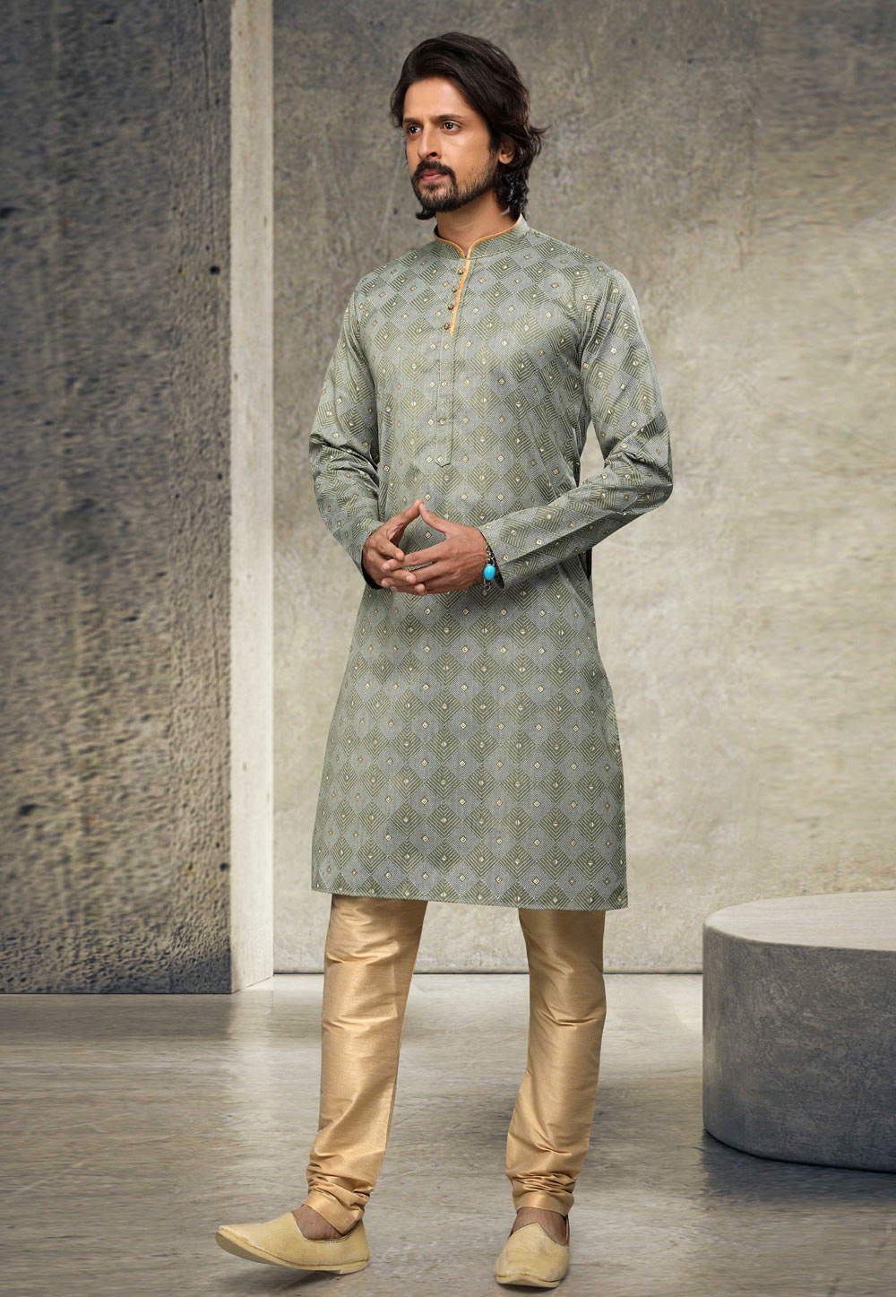Mehndi Cotton Kurta Pajama 255872