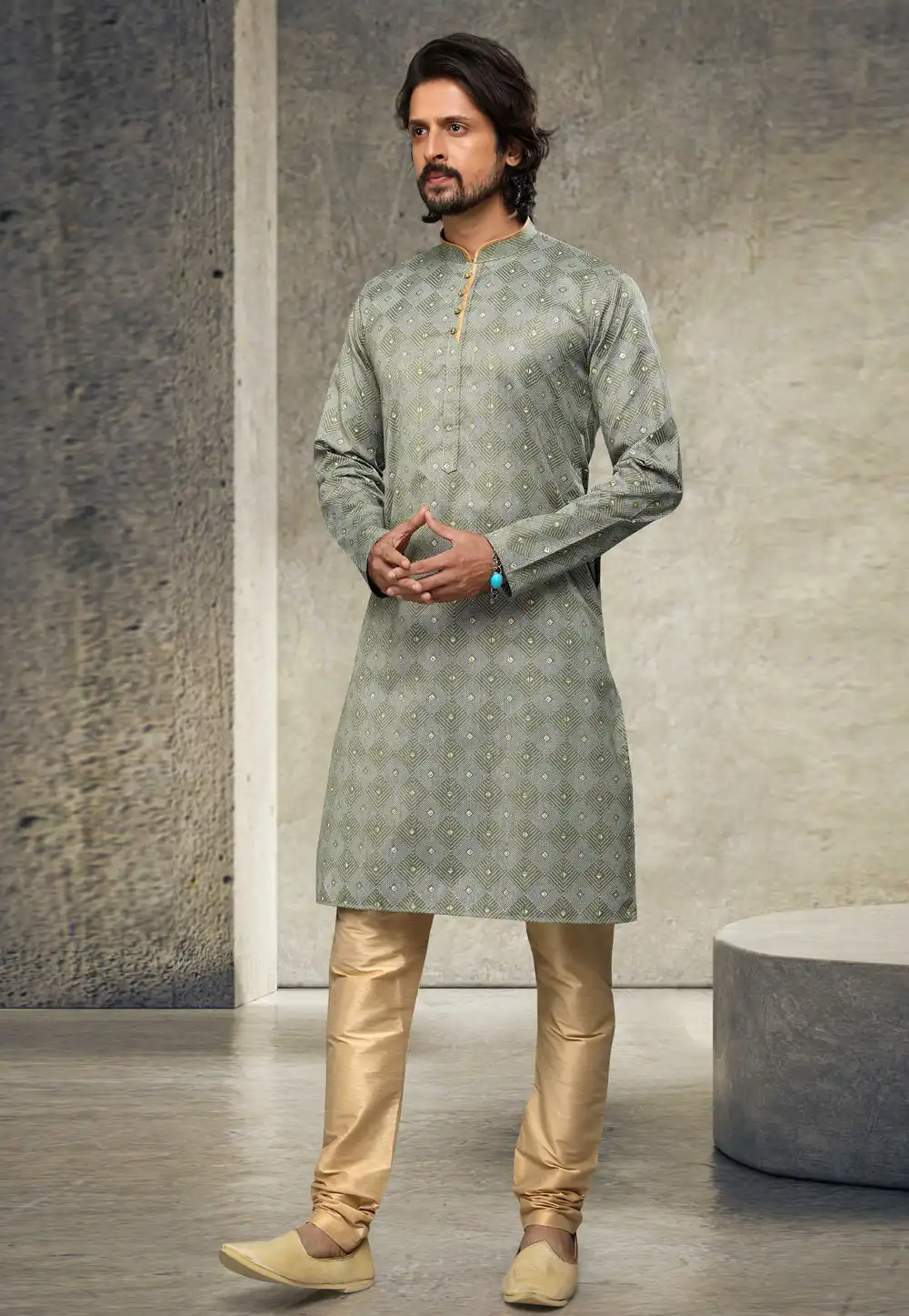 Mehndi Cotton Kurta Pajama 255872