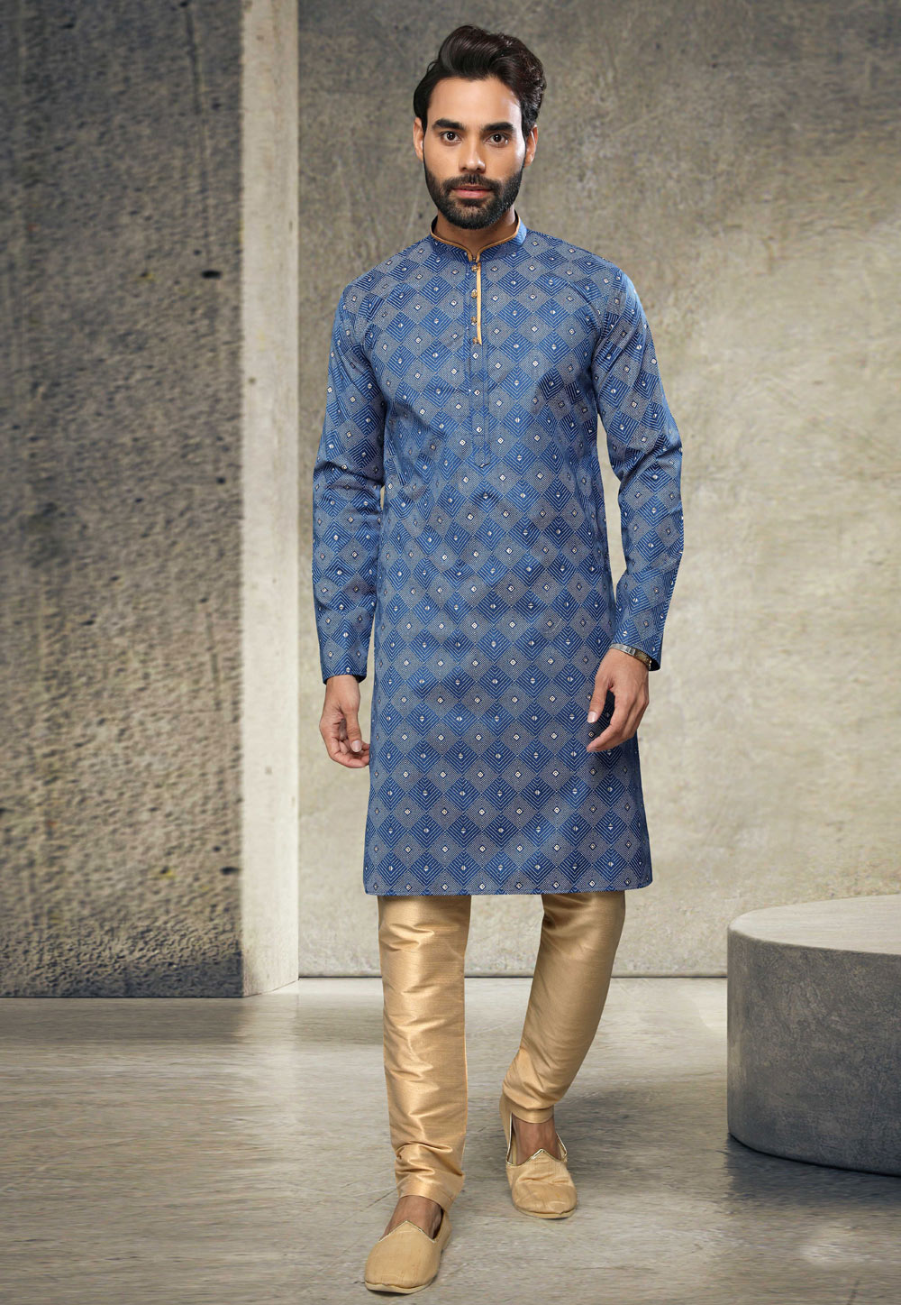 Blue Cotton Kurta Pajama 255873