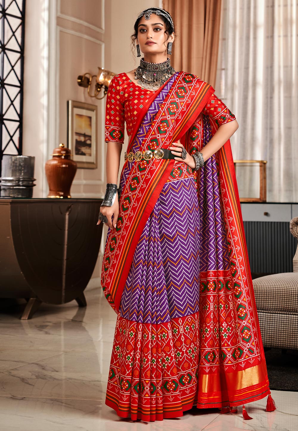 Purple Tussar Patola Saree 276979