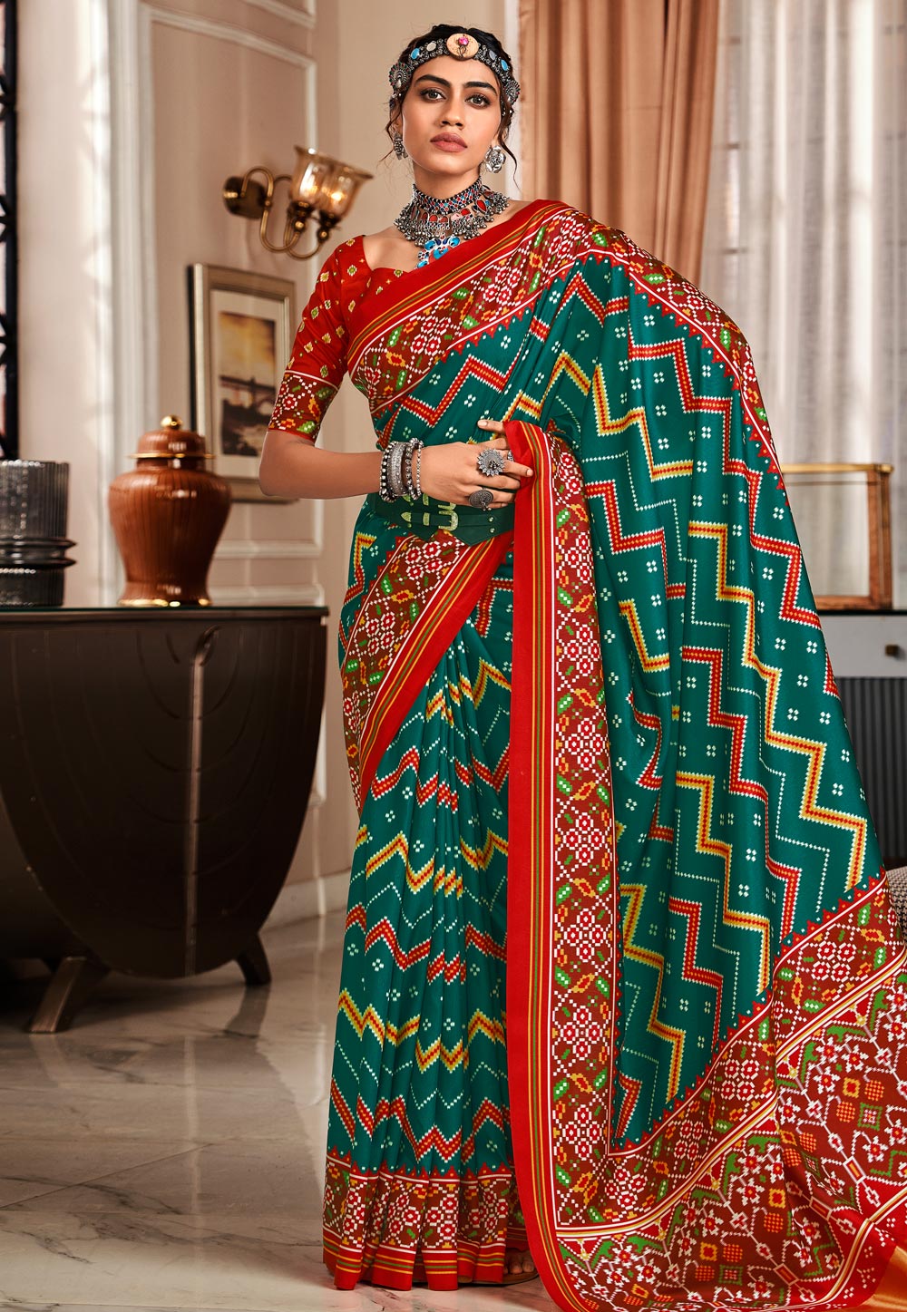 Green Tussar Patola Saree 276983
