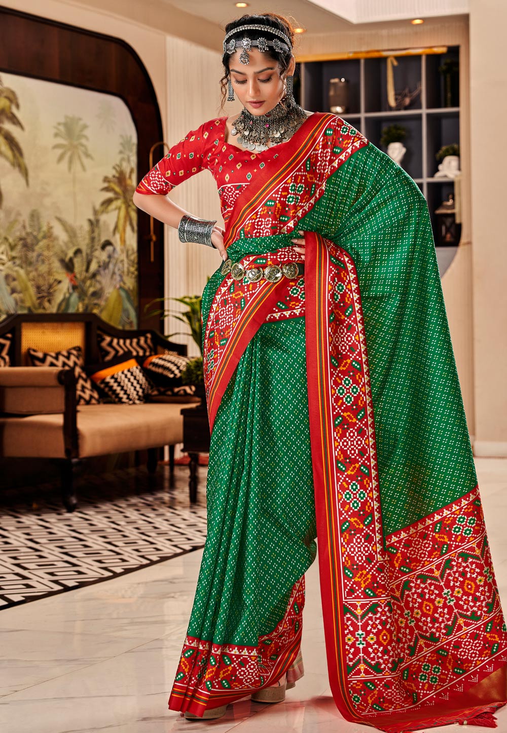 Green Tussar Patola Saree 276985