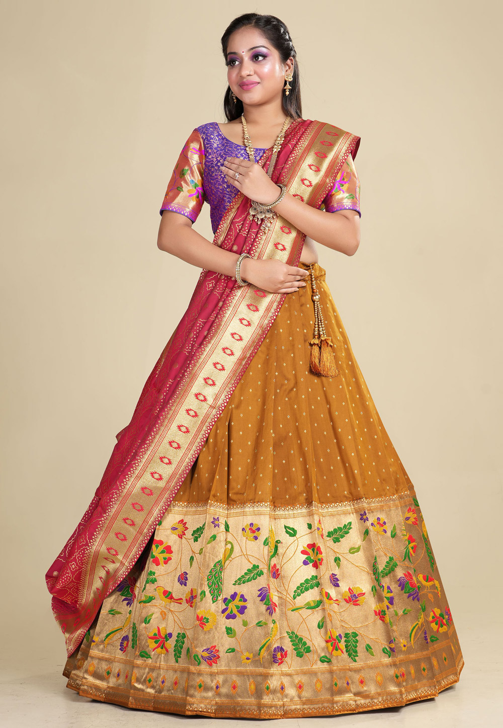 Mustard Banarasi Silk Lehenga Choli 275415