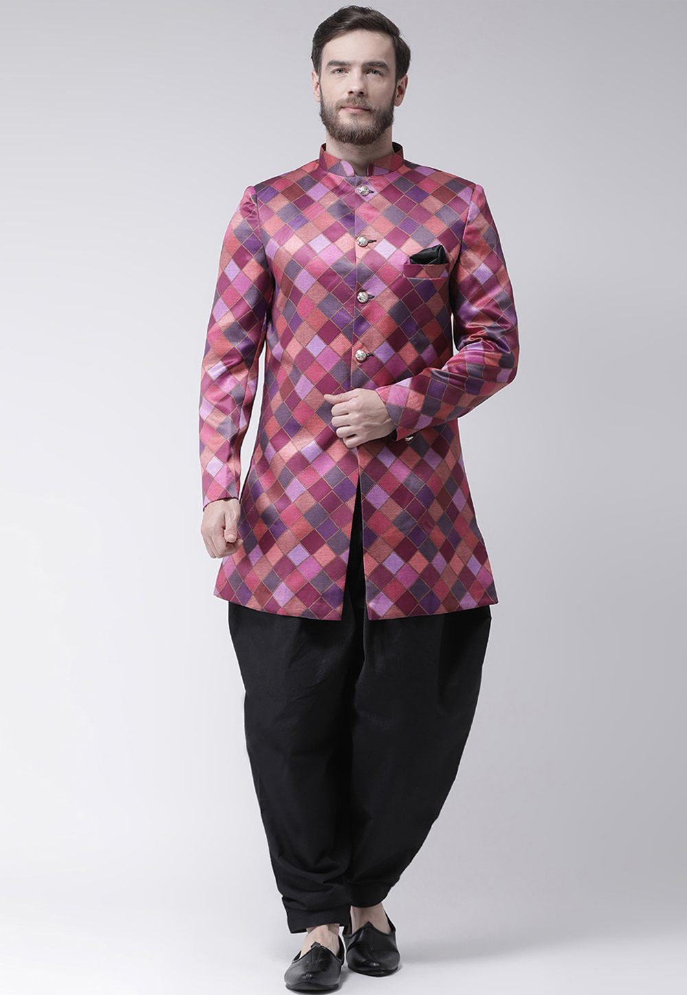 Pink Polyester Indo Western Suit 221977