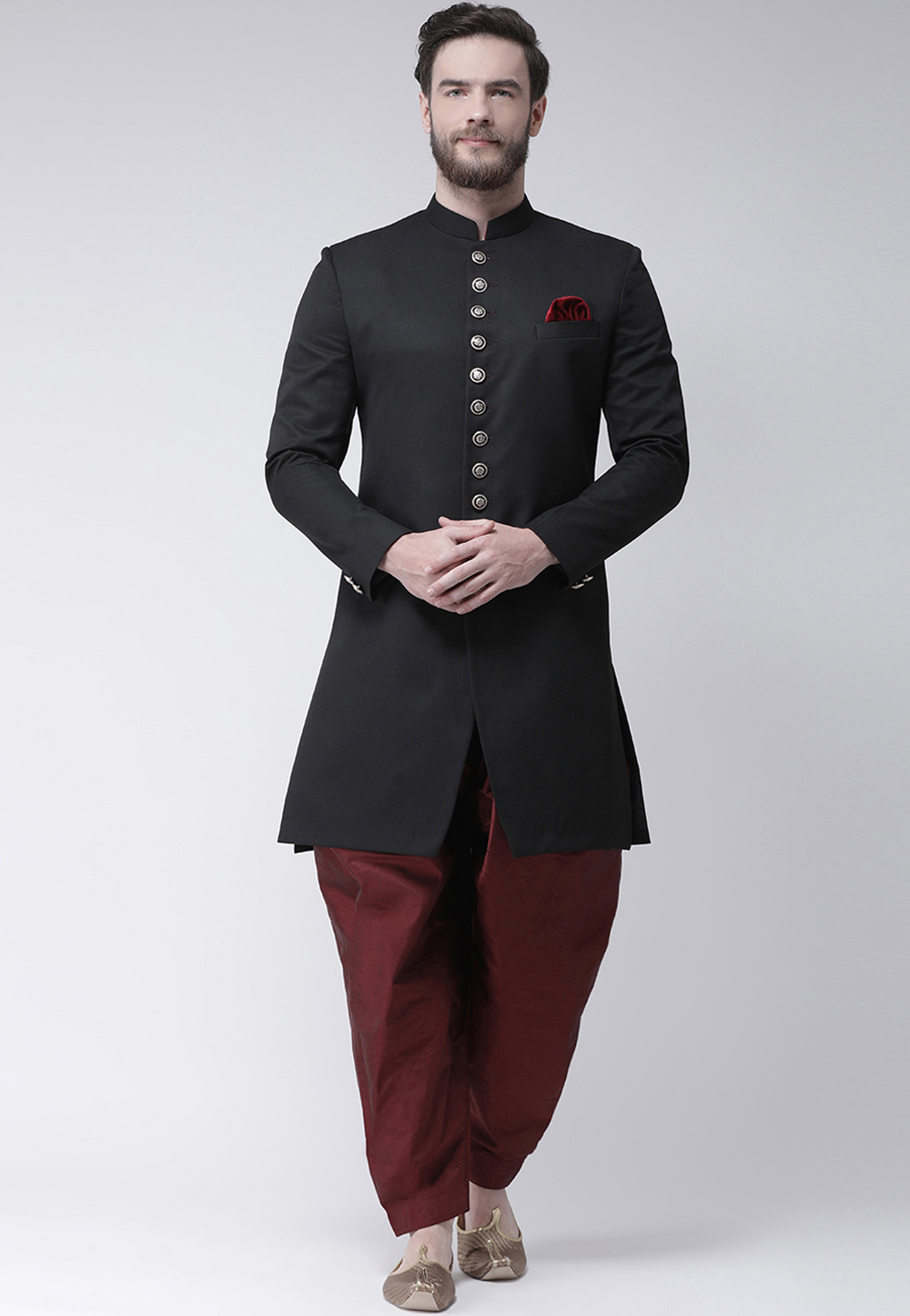 Black Polyester Indo Western Suit 221981