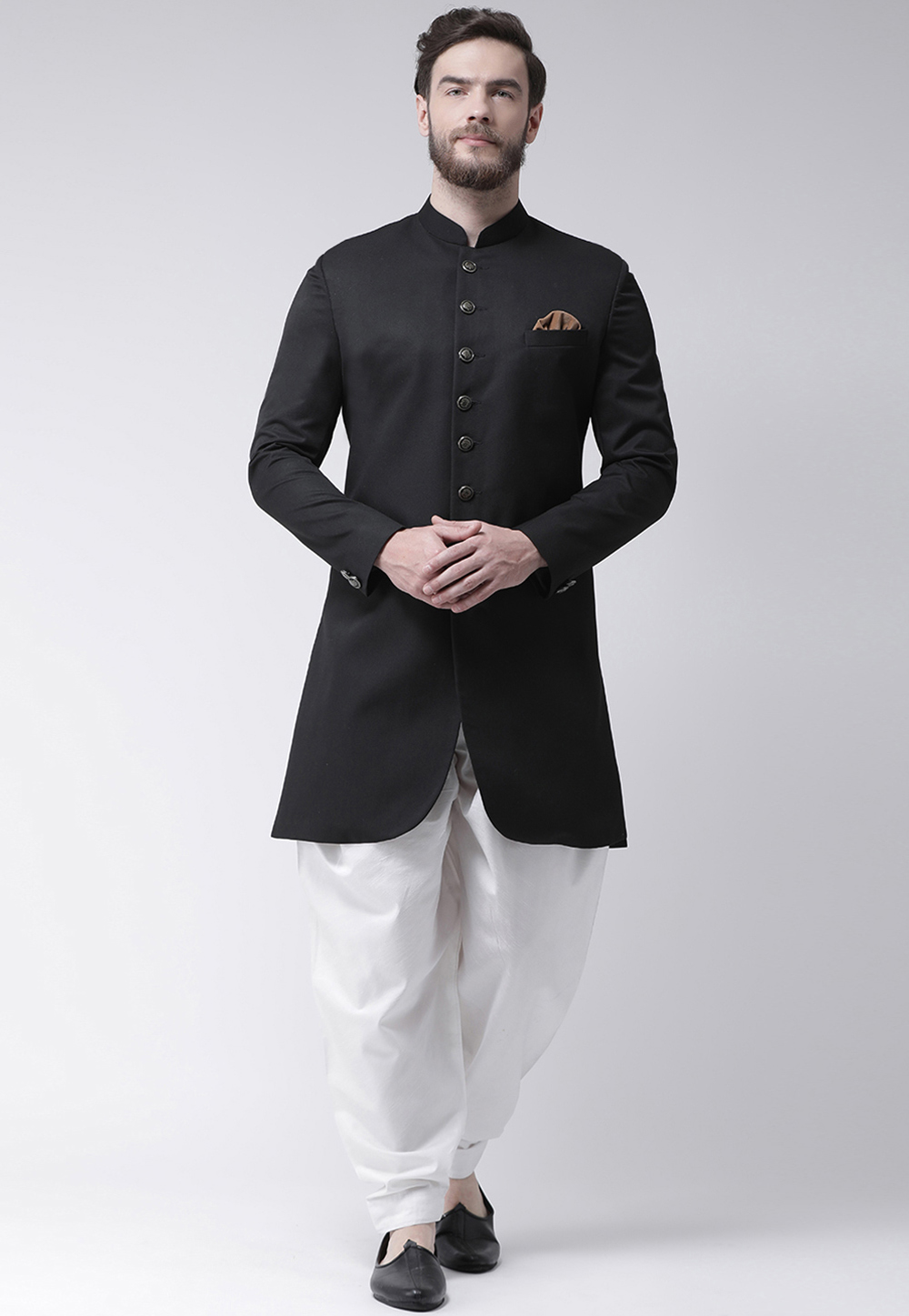 Black Polyester Indo Western Suit 221985
