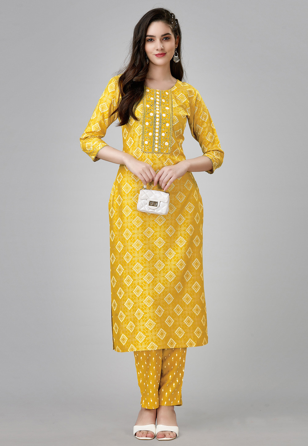 Yellow Rayon Kurta Set With Pant 259596