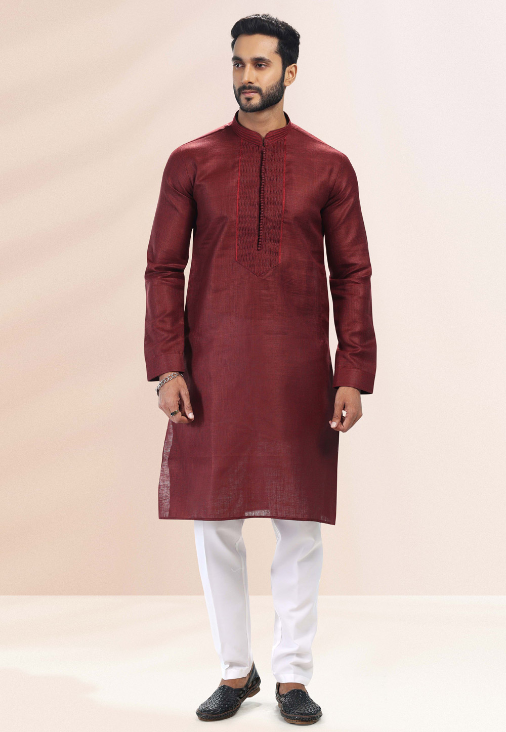 Maroon Cotton Readymade Kurta Pajama 260353