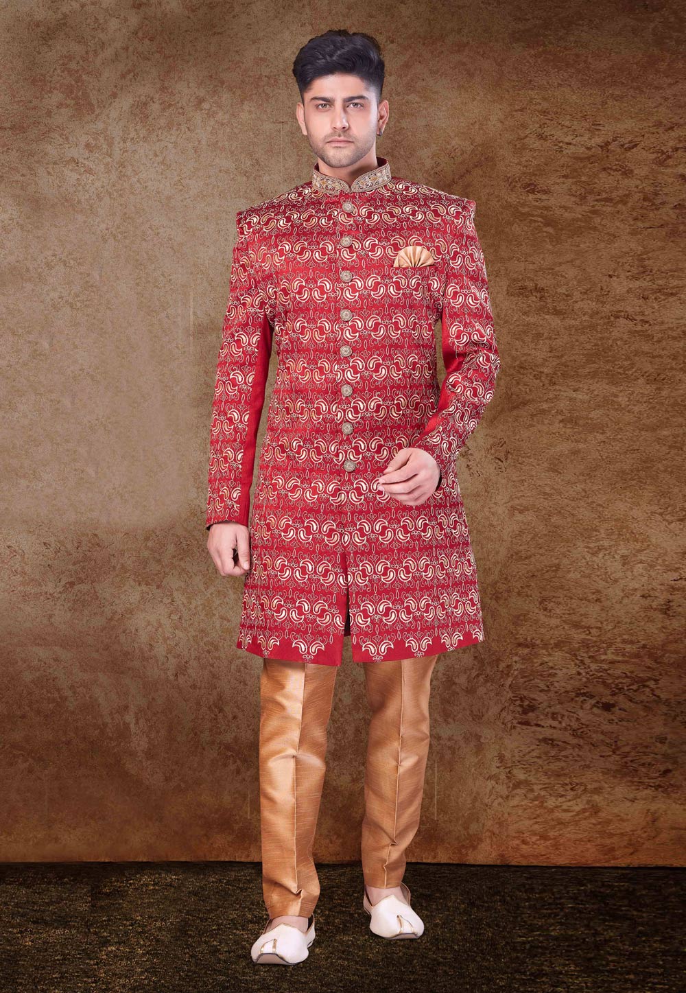 Maroon Art Silk Indo Western Sherwani 260716