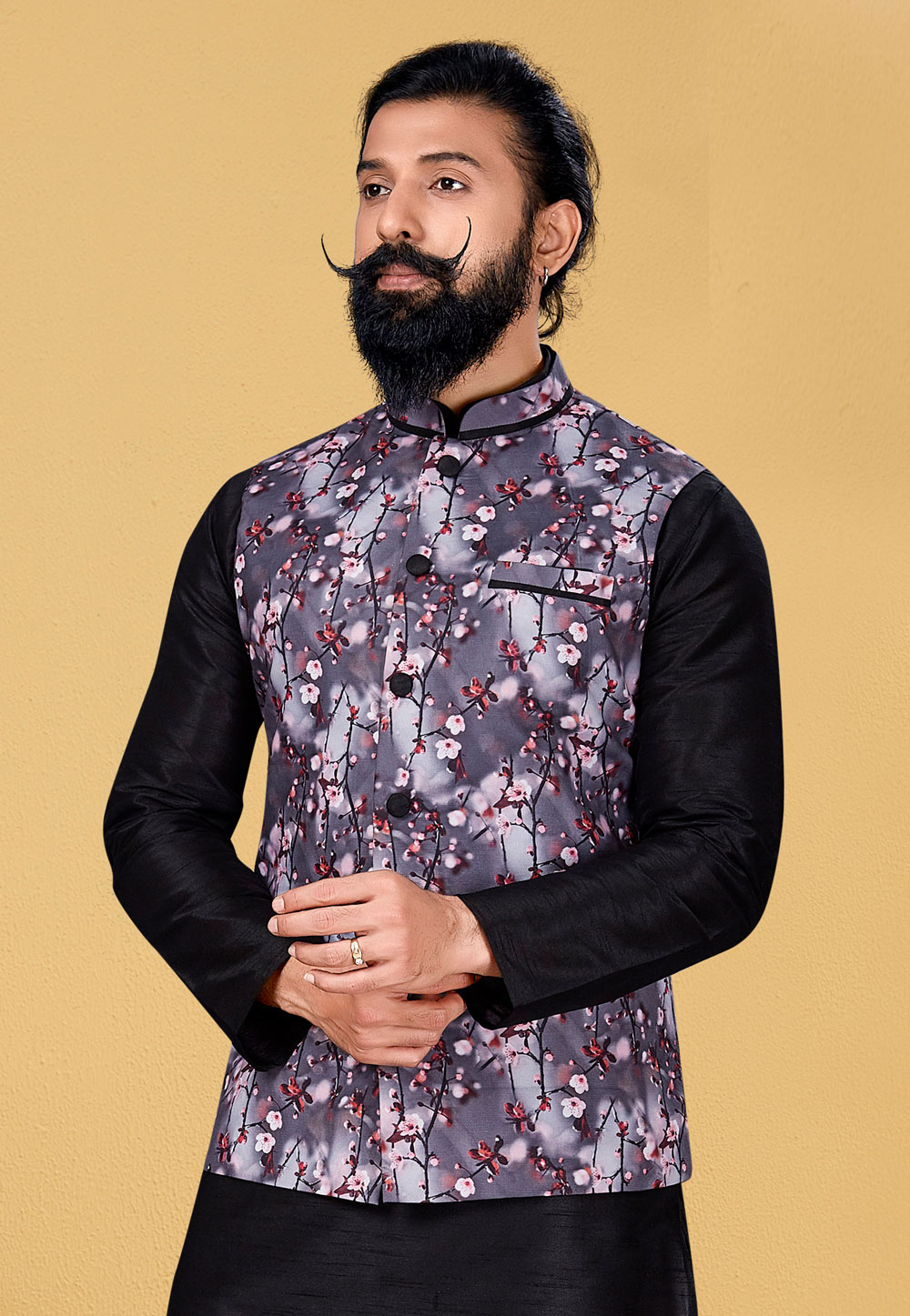 Grey Cotton Nehru Jacket 271558