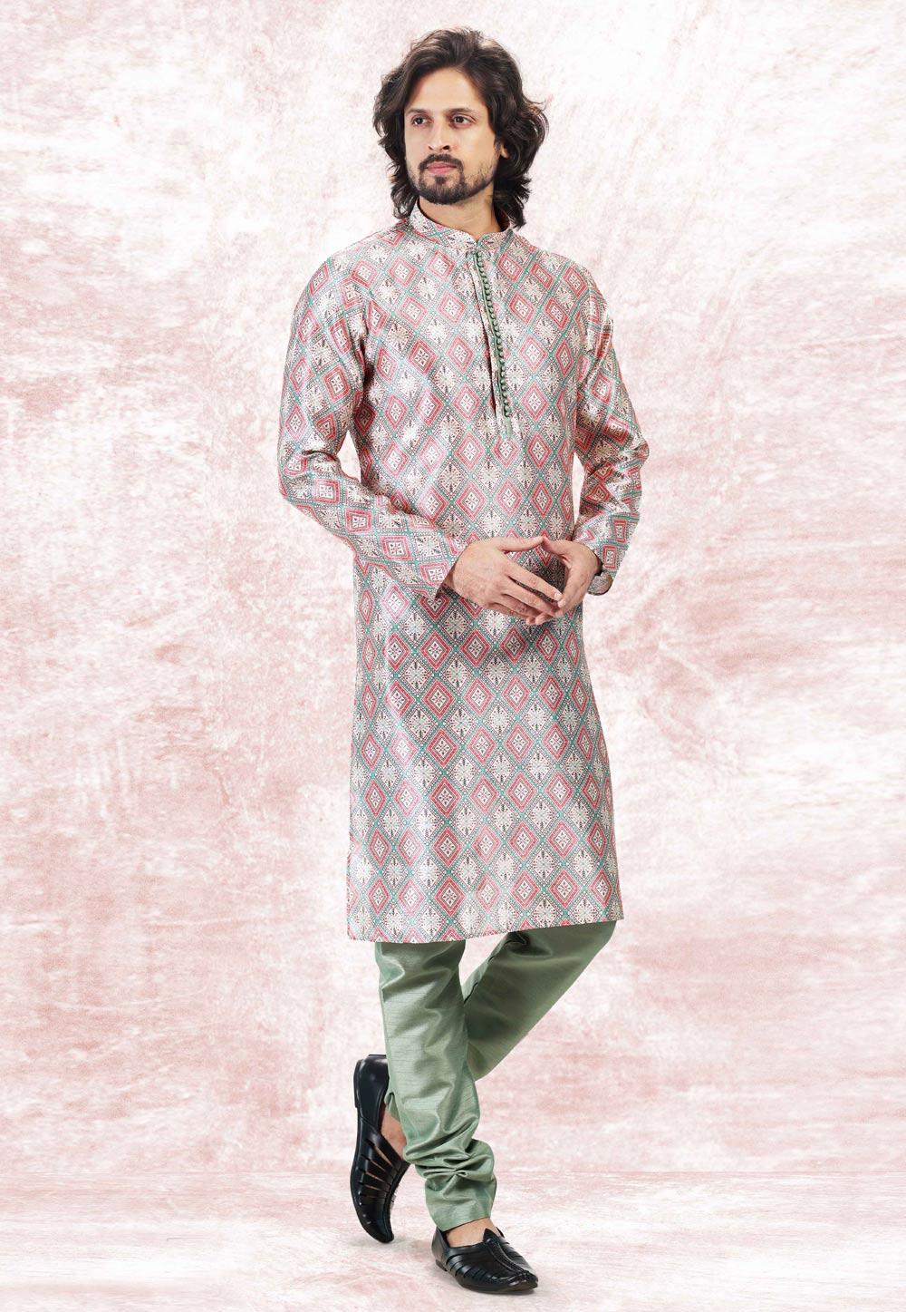 Multicolor Jacquard Kurta Pajama 262237
