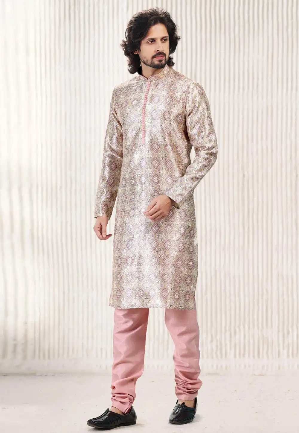 Cream Jacquard Kurta Pajama 262238
