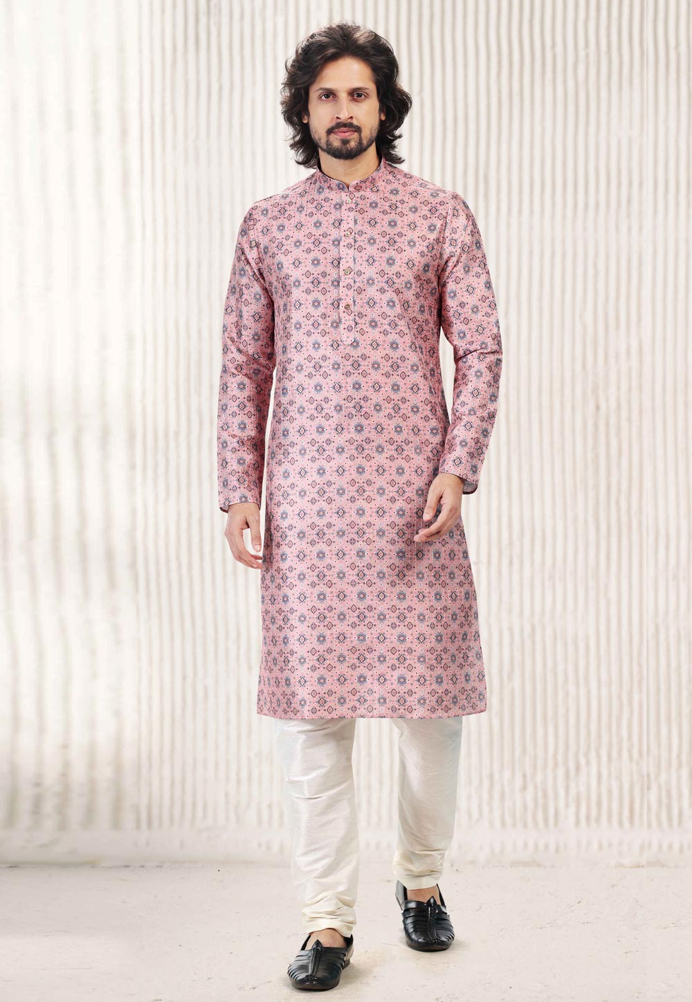 Pink Jacquard Kurta Pajama 262240