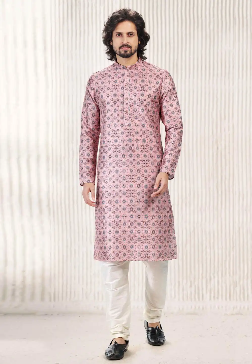 Pink Jacquard Kurta Pajama 262240