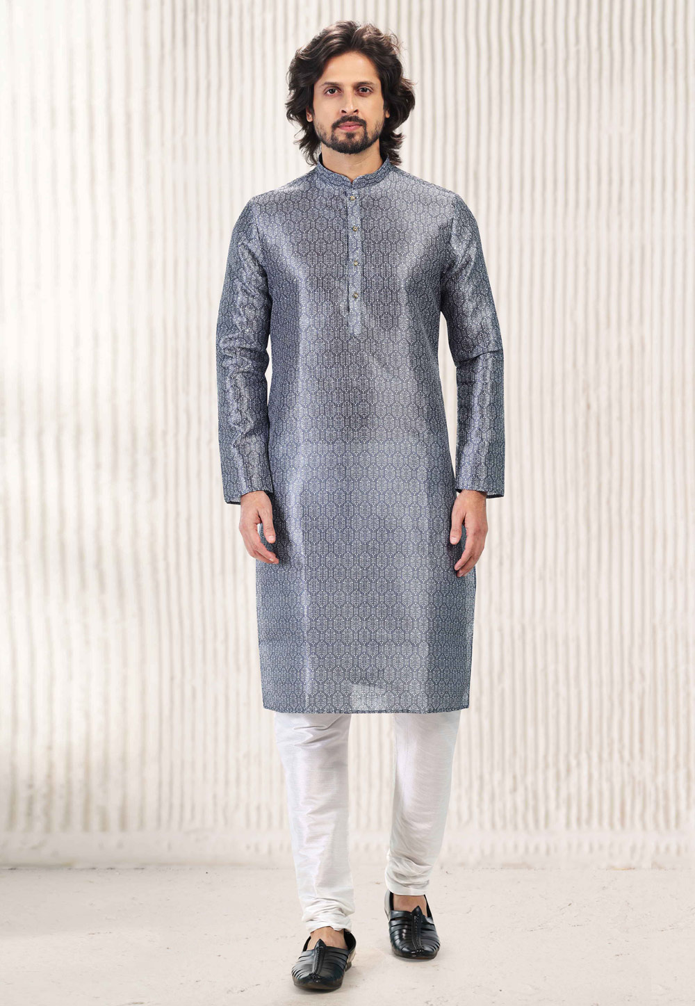 Grey Jacquard Kurta Pajama 262248