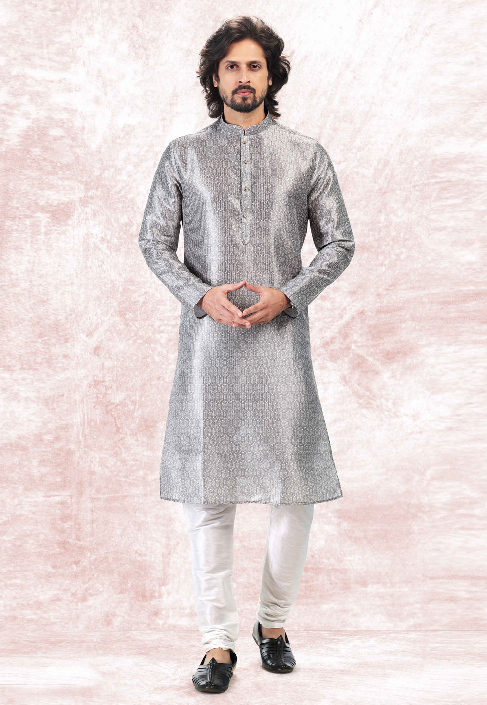 Grey Jacquard Kurta Pajama 262249