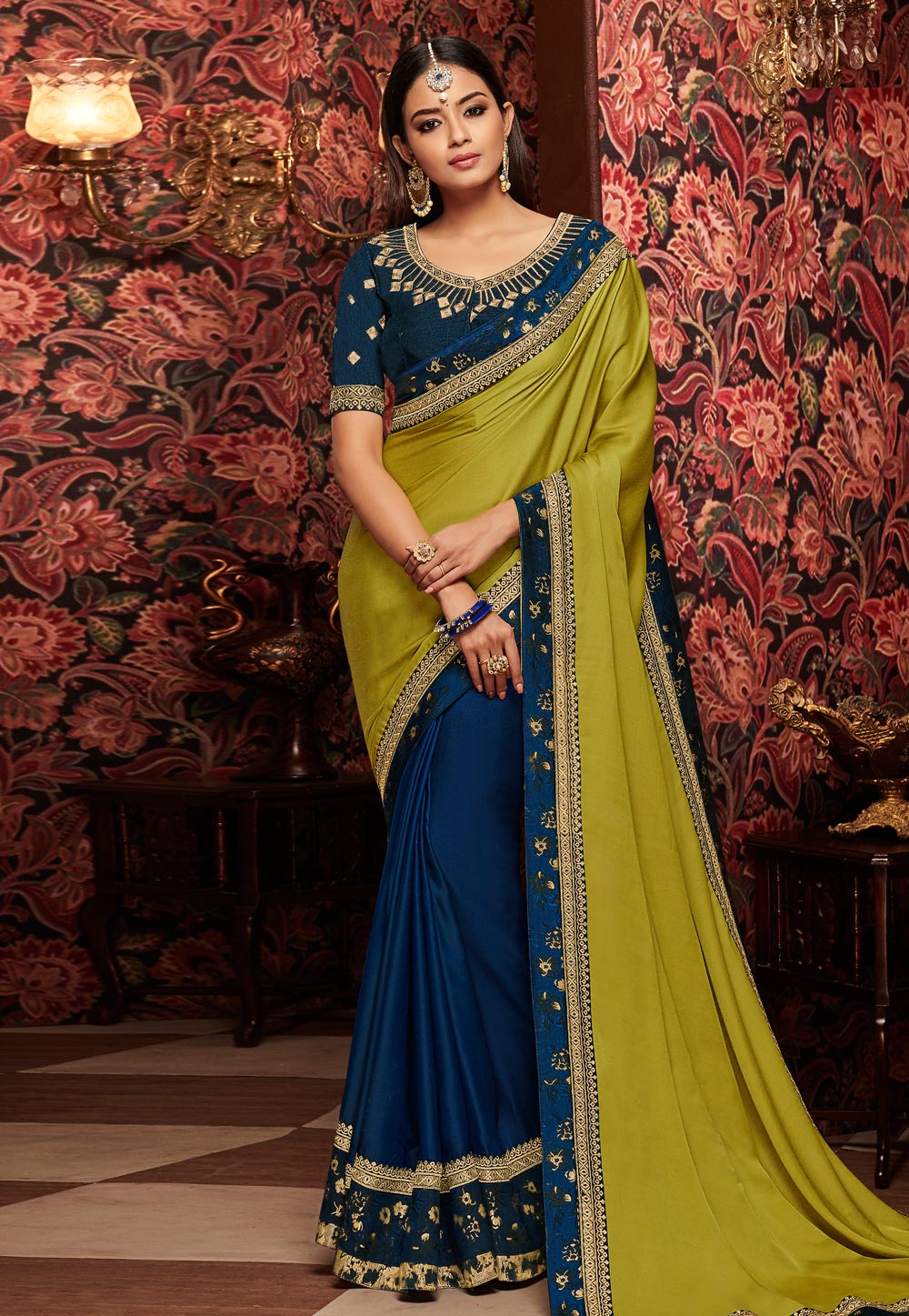 Geen Satin Half and Half Saree 160213