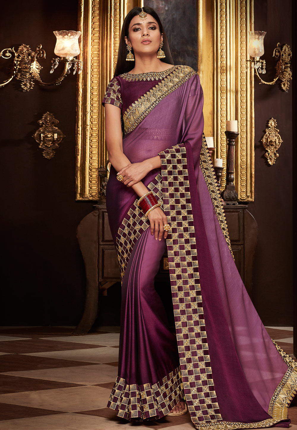 Purple Silk Festival Wear Saree 160214