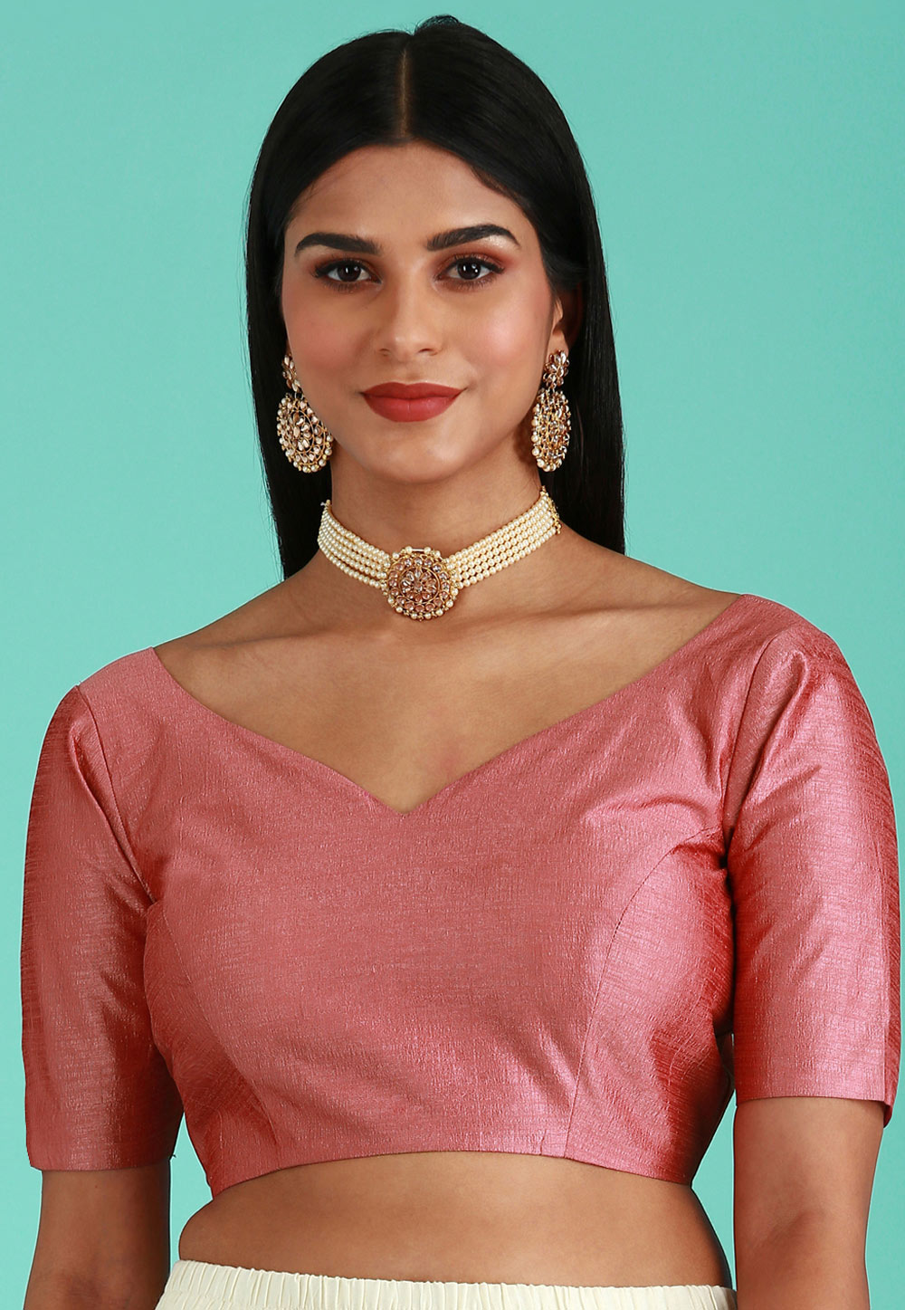 Pink Silk Readymade Blouse 264718