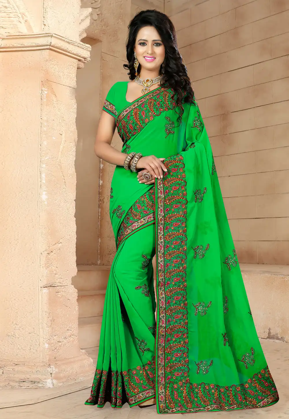 Green Georgette Festival Wear Saree 171511