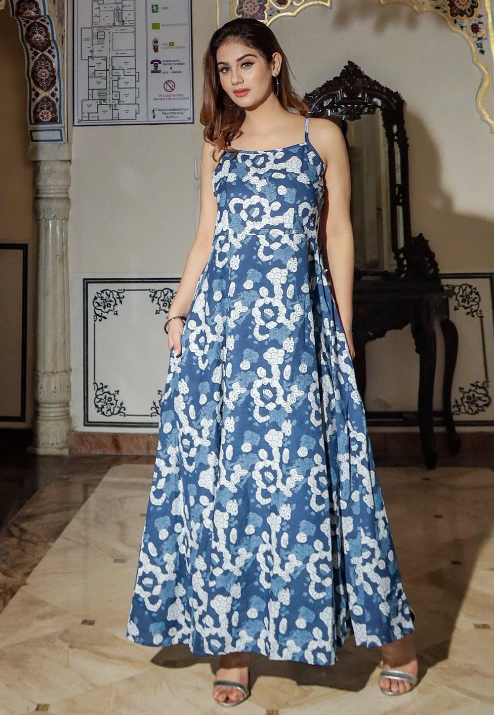 Navy Blue Cotton Gown 265653