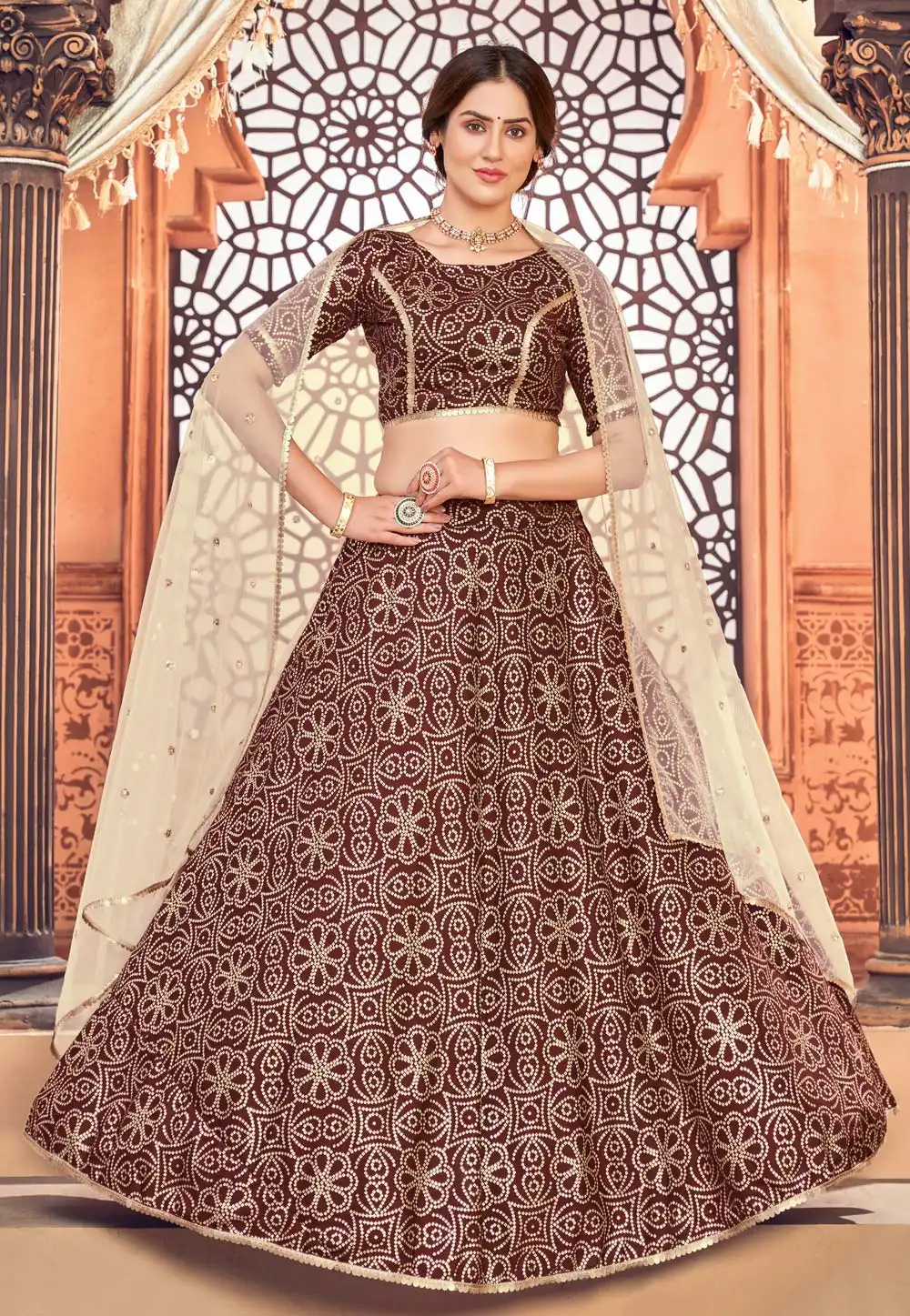 Maroon Taffeta Sequins Work Lehenga Choli 233571