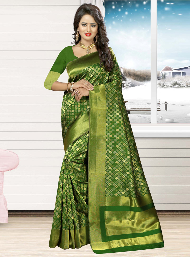 Green Silk Festival Wear Saree 95183