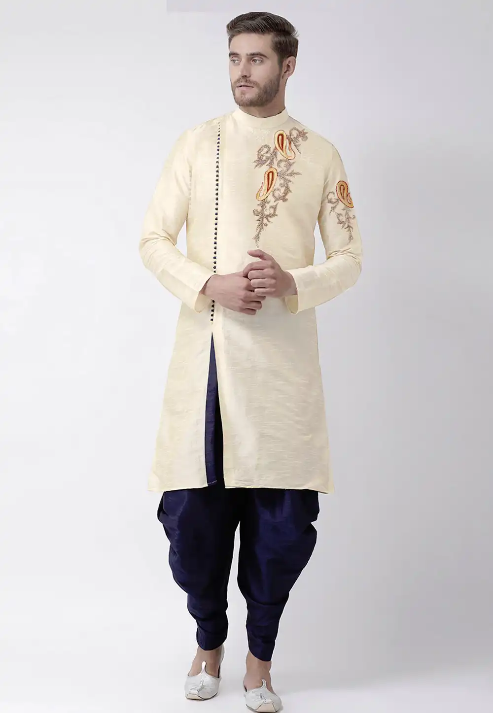 Cream Dupion Silk Dhoti Kurta 236177