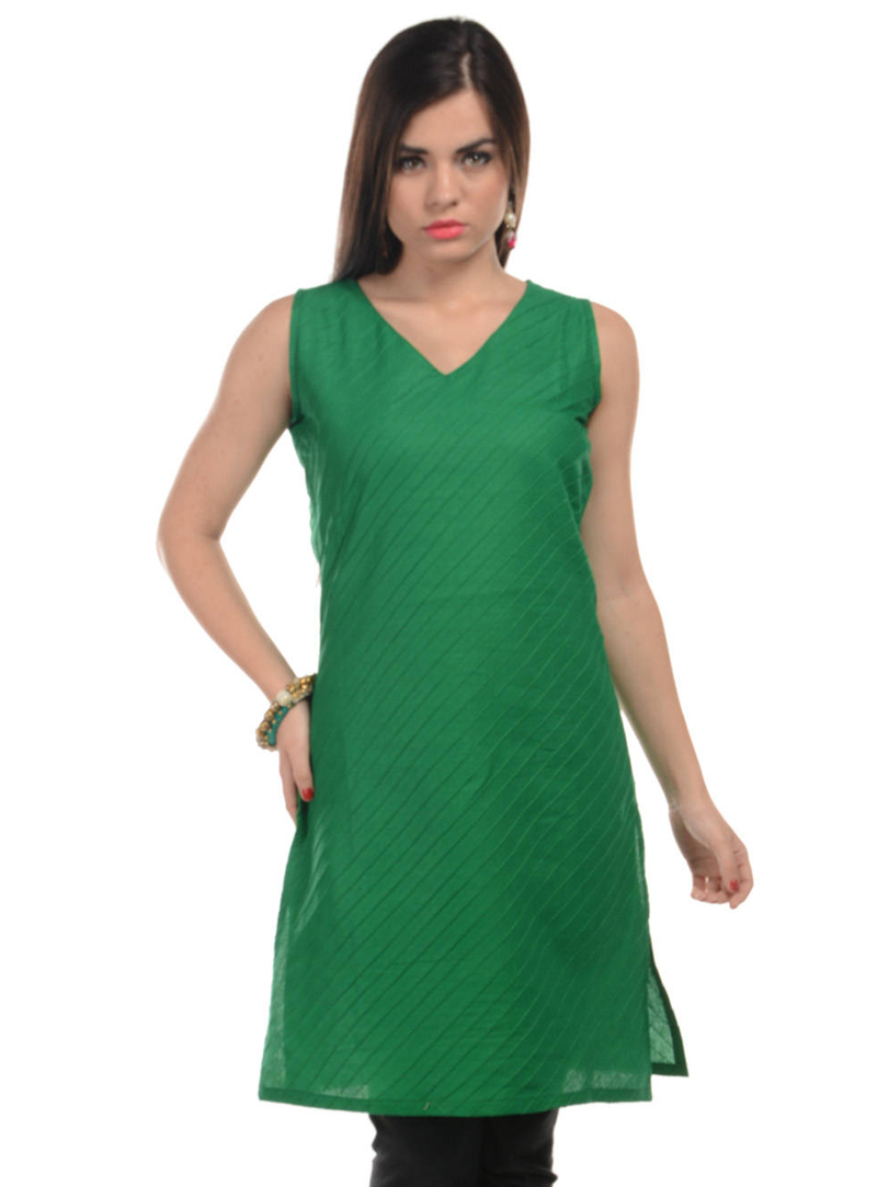 Green Cotton Readymade Kurti 104987