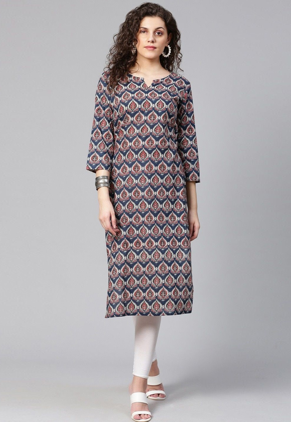 Navy Blue Viscose Rayon Kurti 267722