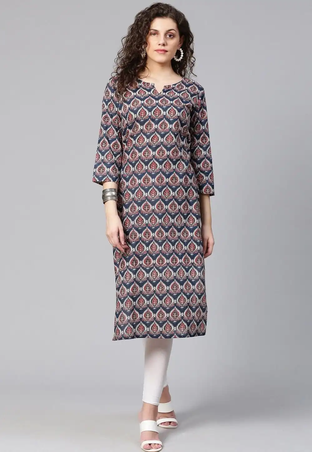 Navy Blue Viscose Rayon Kurti 267722