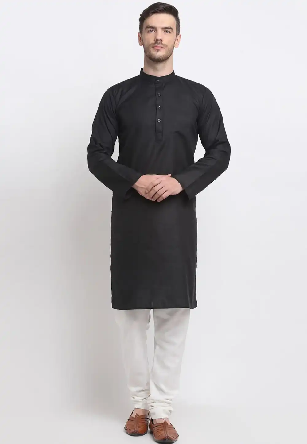 Black Cotton Kurta Pajama 268417