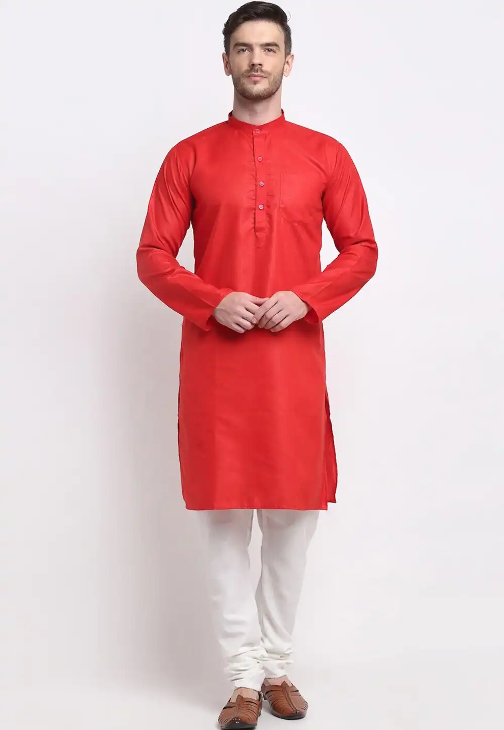 Red Cotton Kurta Pajama 268418