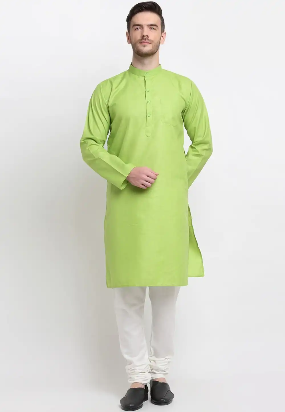 Light Green Cotton Kurta Pajama 268419