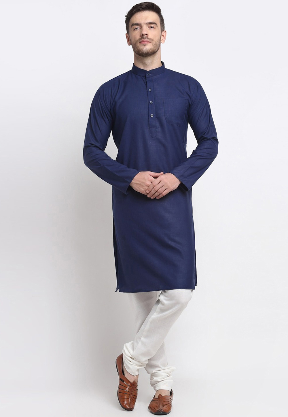 Navy Blue Cotton Kurta Pajama 268422