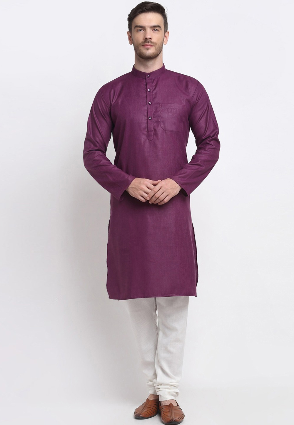 Purple Cotton Kurta Pajama 268424