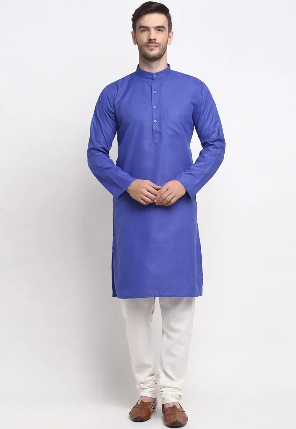 Blue Cotton Kurta Pajama 268425