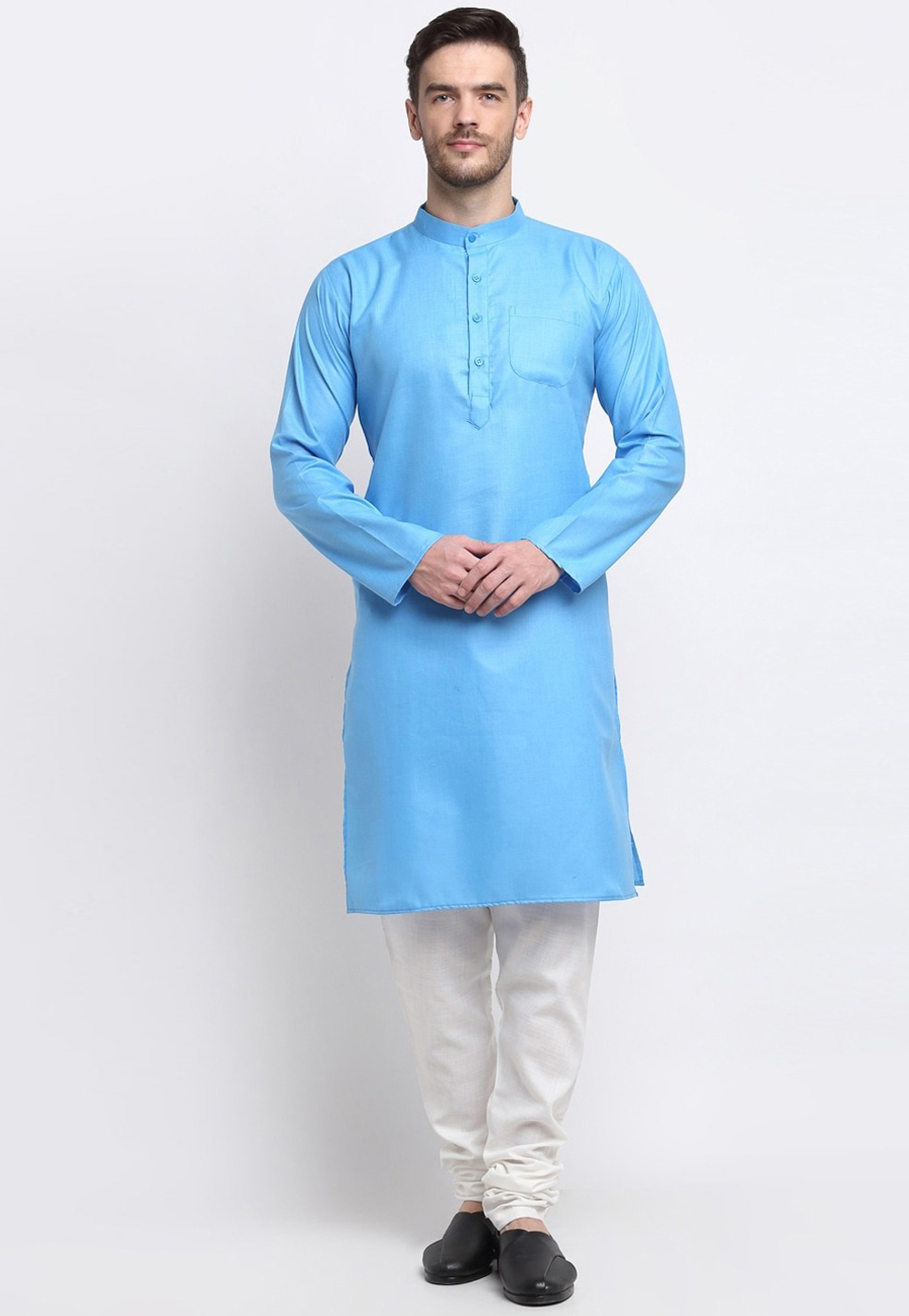 Sky Blue Cotton Kurta Pajama 268426